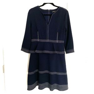 Banana Republic Navy Crepe Stitch Peplum Dress